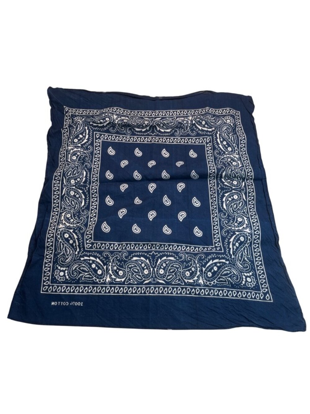 Vintage Navy Paisley Bandana 100% Cotton Square Scarf 21"x21" Lightweight Access